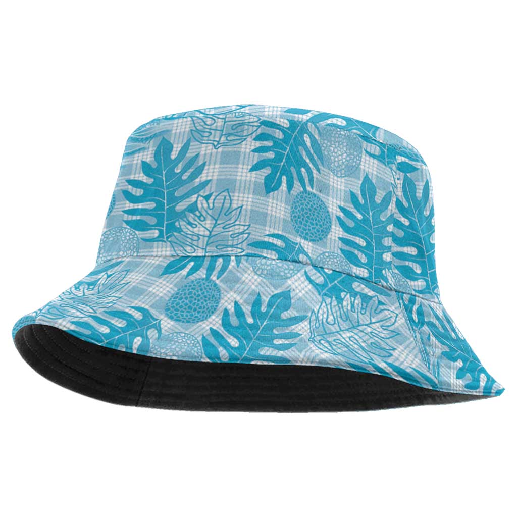 Hawaii Breadfruit Palaka Bucket Hat Polu Maile Lei LT9 One Size Blue - Polynesian Pride