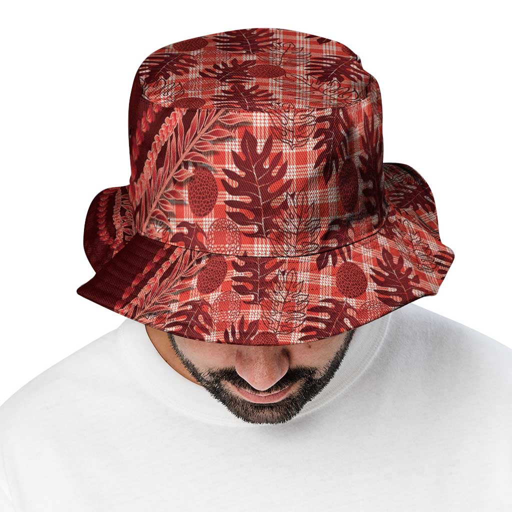 Hawaii Breadfruit Palaka Bucket Hat Ulaula Maile Lei LT9 - Polynesian Pride