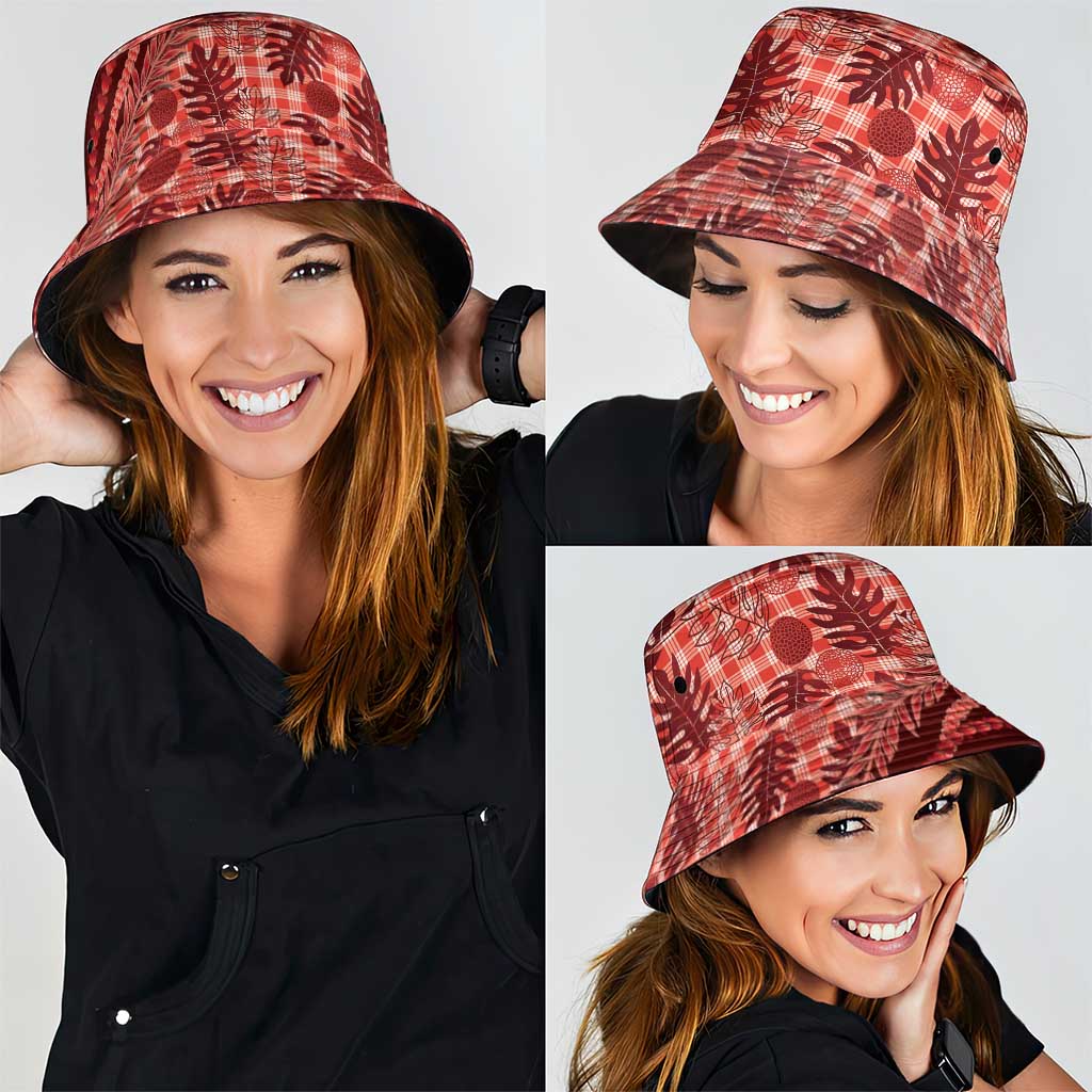 Hawaii Breadfruit Palaka Bucket Hat Ulaula Maile Lei LT9 - Polynesian Pride