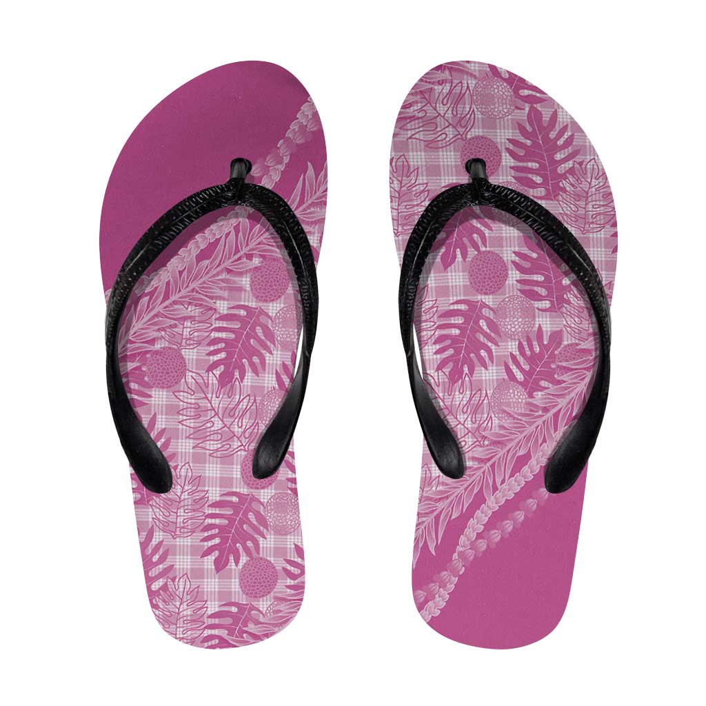 Hawaii Breadfruit Palaka Flip Flops Omaomao Ulaula Maile Lei LT9 Pink - Polynesian Pride