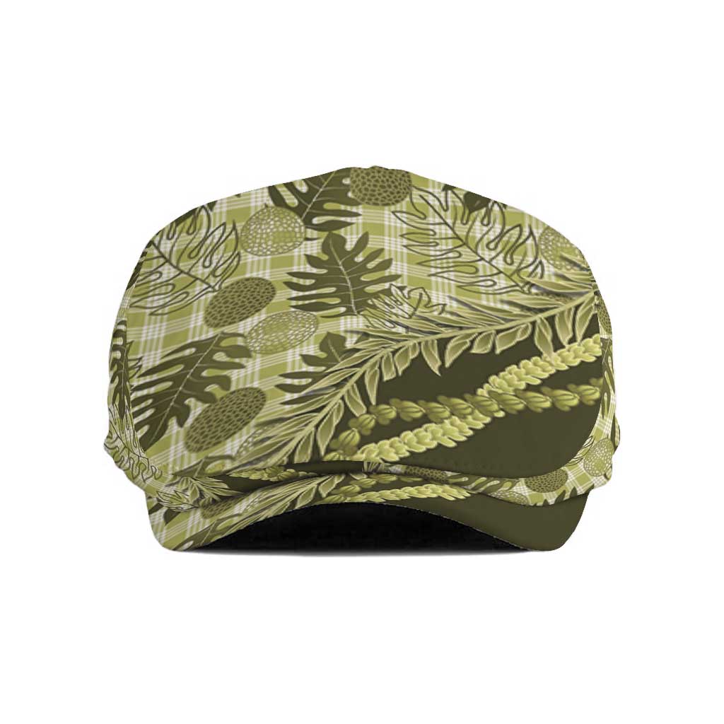 Hawaii Breadfruit Palaka Jeff Hat Omaomao Maile Lei LT9 Green - Polynesian Pride
