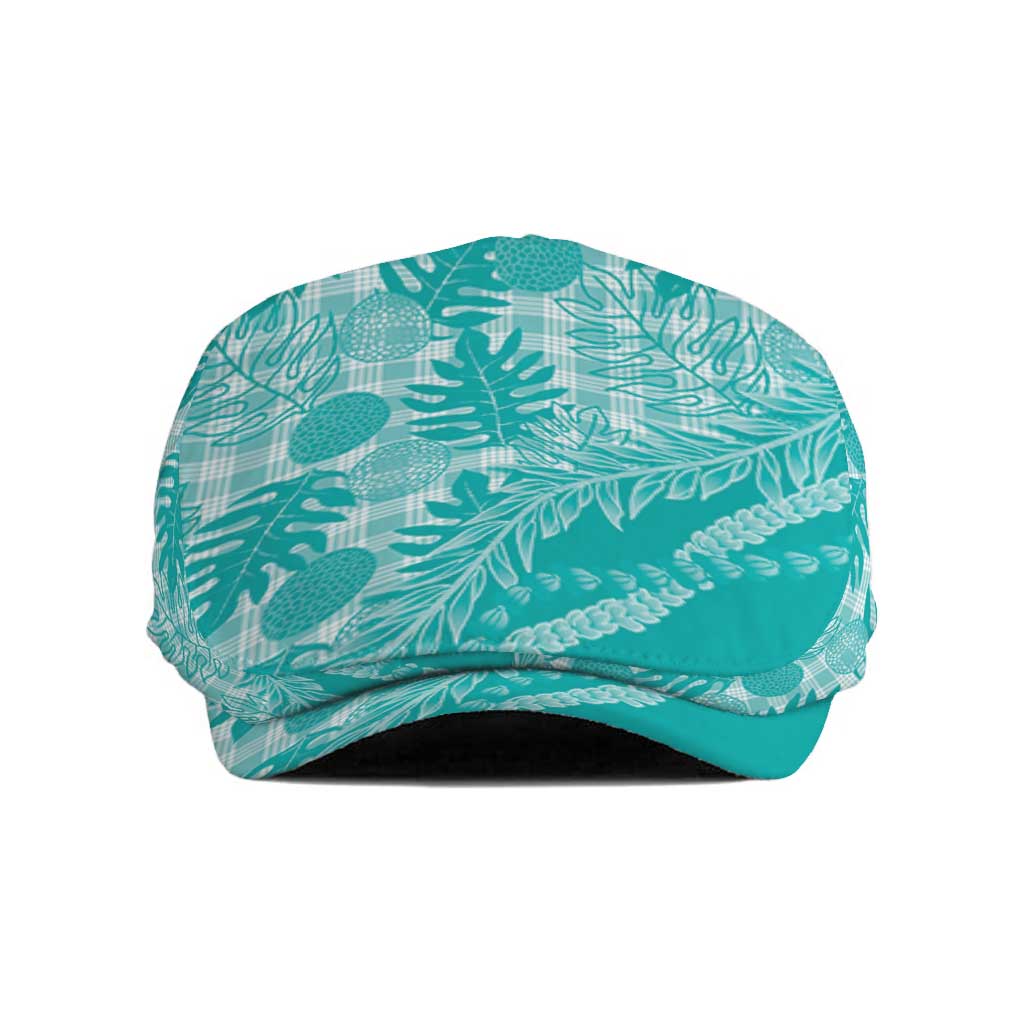 Hawaii Breadfruit Palaka Jeff Hat Polu Opal Maile Lei LT9 Turquoise - Polynesian Pride