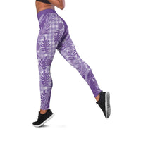 Hawaii Breadfruit Palaka Leggings Poni Maile Lei LT9 Purple - Polynesian Pride