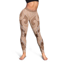 Hawaii Brown Hibiscus Pikake Lei Leggings LT05 - Polynesian Pride