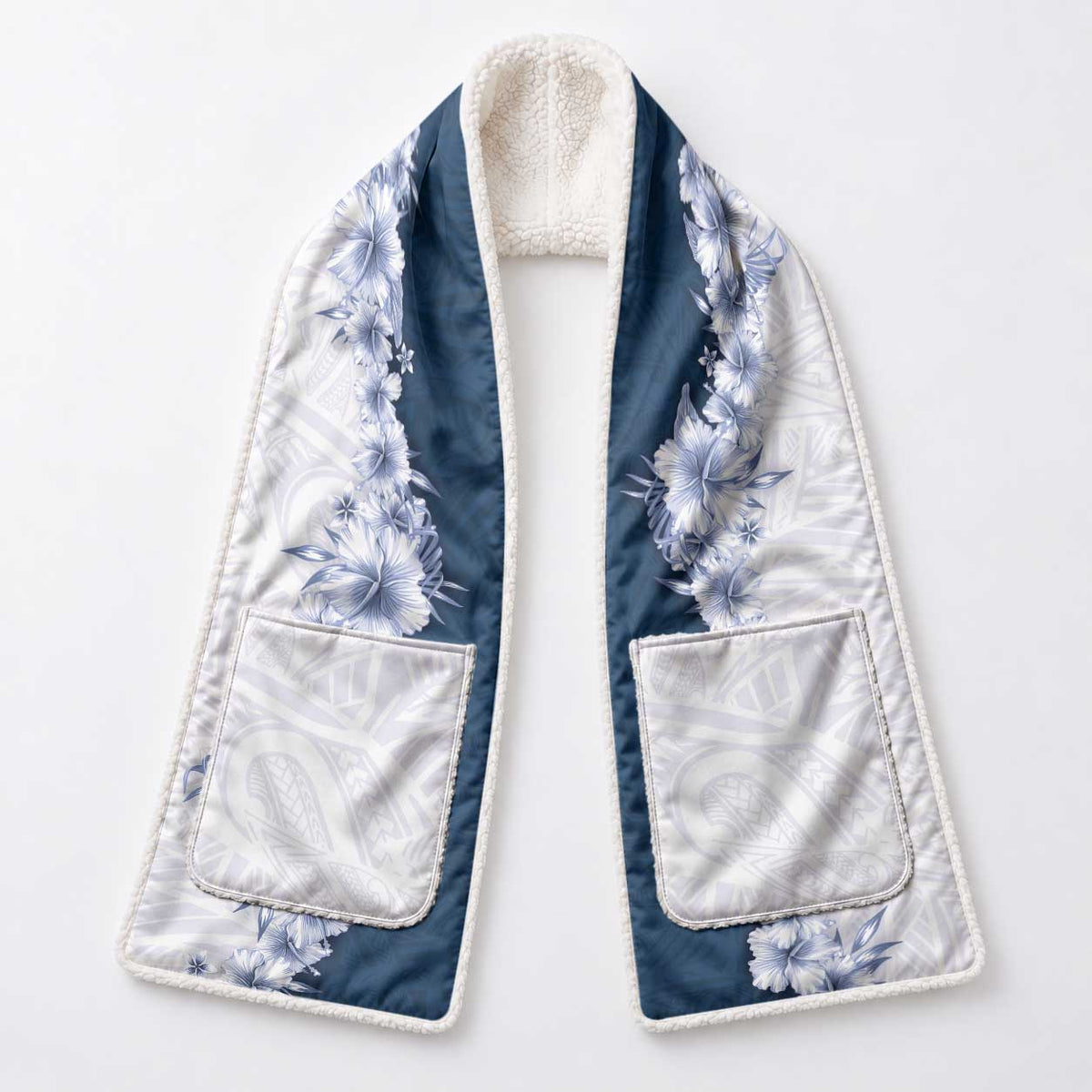 Hawaii Hibiscus Flowers Pocket Scarf Blue Polynesian Pattern LT05 - Polynesian Pride
