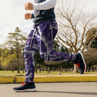 Hawaii Japanese Culture Purple Jogger Pants Spring Cranes Aloha Pattern LT01 - Polynesian Pride