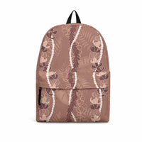 Hawaii Maile Lei Backpack With Brown Monstera Pattern LT05 Brown - Polynesian Pride