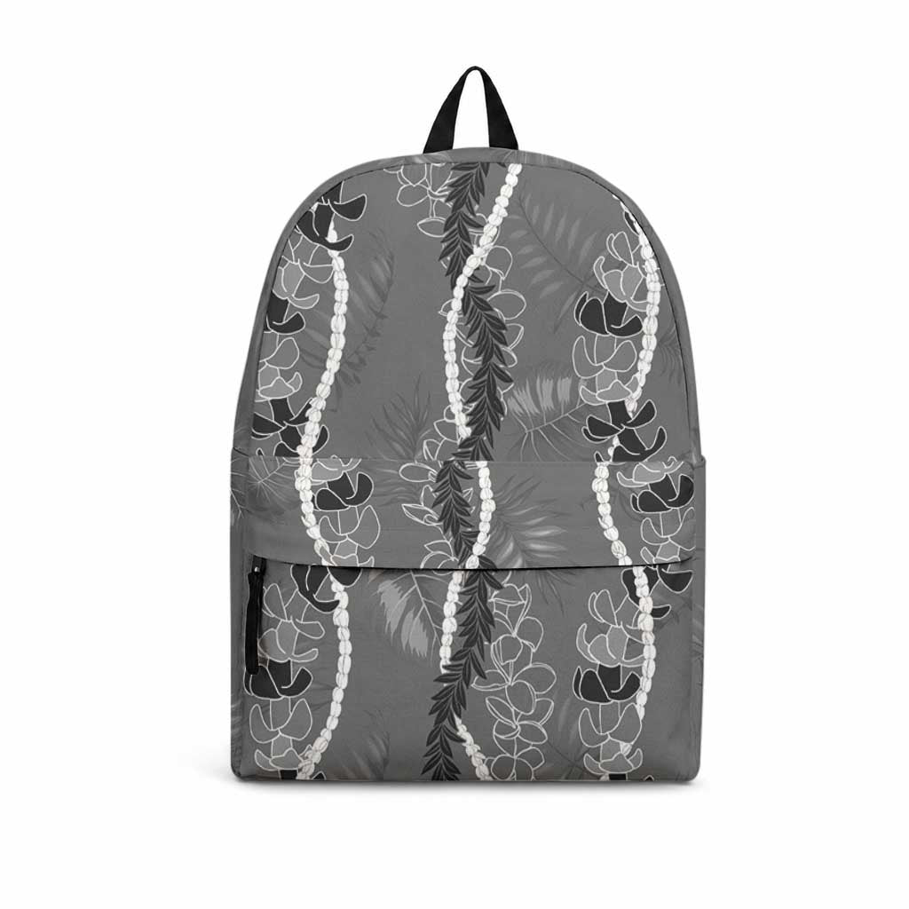 Hawaii Maile Lei Backpack With Gray Monstera Pattern LT05 Gray - Polynesian Pride