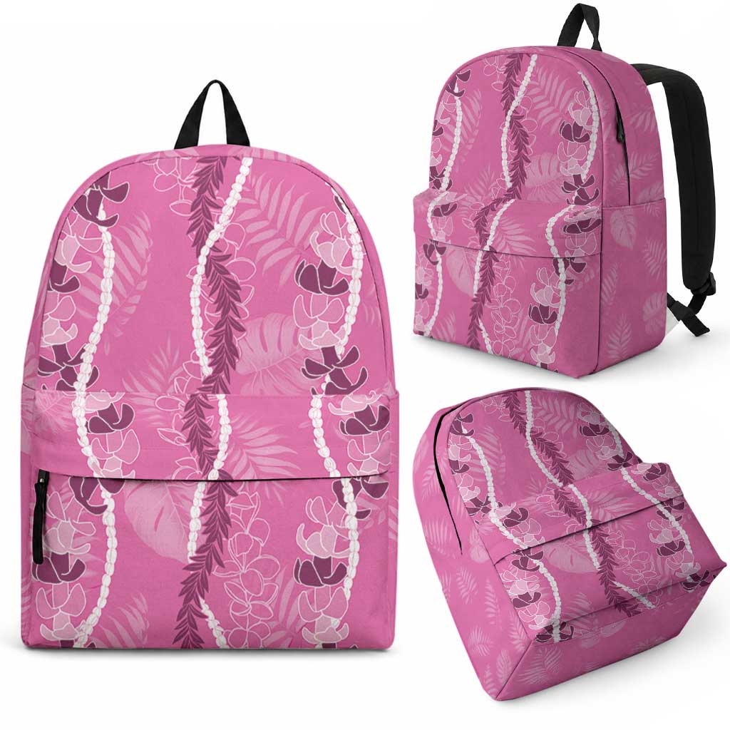 Hawaii Maile Lei Backpack With Pink Monstera Pattern LT05 - Polynesian Pride