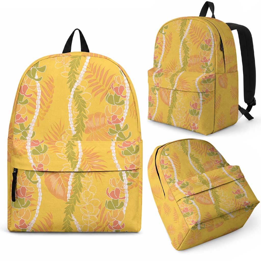 Hawaii Maile Lei Backpack With Yellow Monstera Pattern LT05 - Polynesian Pride