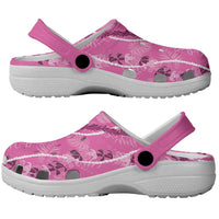 Hawaii Maile Lei Clogs Shoes With Pink Monstera Pattern LT05 - Polynesian Pride