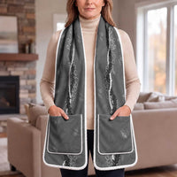 Hawaii Maile Lei Pocket Scarf With Gray Monstera Pattern LT05 One Size 13.7 × 86.6 in (35 × 220 cm) Gray - Polynesian Pride