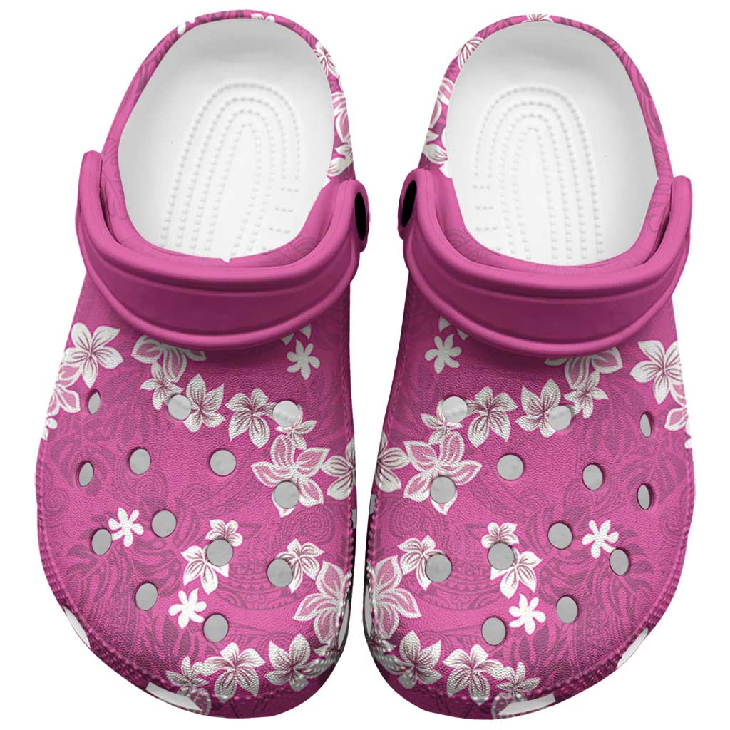 Hawaii Monstera Deliciosa Clogs Shoes Pink Plumeria Polynesian Pattern LT05 Pink - Polynesian Pride