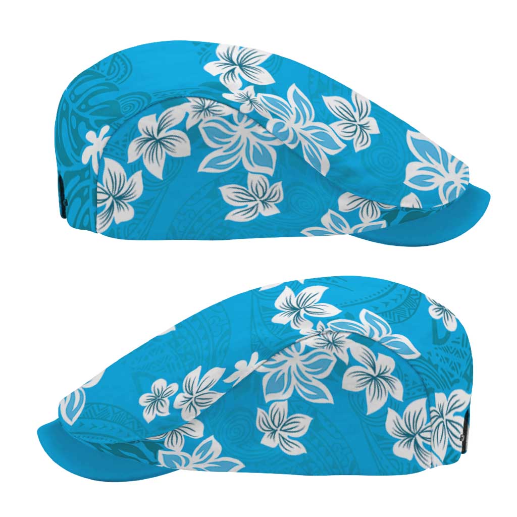 Hawaii Monstera Deliciosa Jeff Hat Blue Plumeria Polynesian Pattern LT05 - Polynesian Pride