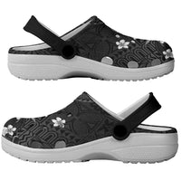Hawaii Tapa Pattern With Black Hibiscus Clogs Shoes LT05 - Polynesian Pride