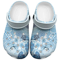 Hawaii Tapa Pattern With Blue Hibiscus Clogs Shoes LT05 Blue - Polynesian Pride