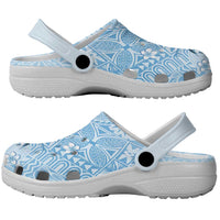 Hawaii Tapa Pattern With Blue Hibiscus Clogs Shoes LT05 - Polynesian Pride