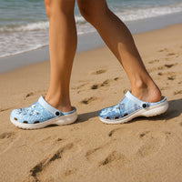 Hawaii Tapa Pattern With Blue Hibiscus Clogs Shoes LT05 - Polynesian Pride