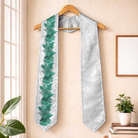 Hawaii Tropical Leaves Graduation Stole Polynesian Pattern LT01 One Size White - Polynesian Pride