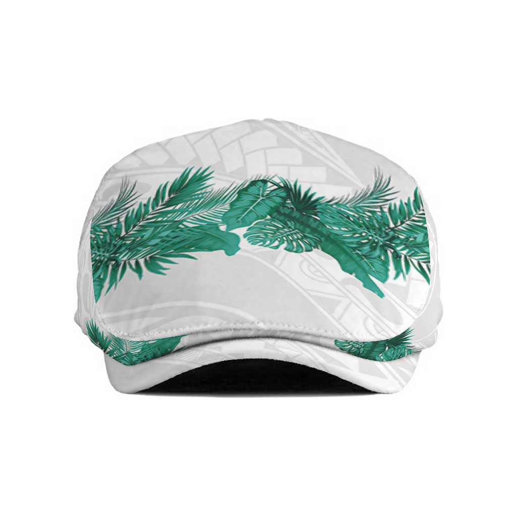 Hawaii Tropical Leaves Jeff Hat Polynesian Pattern LT01 White - Polynesian Pride