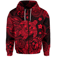 Hawaii Turtle Polynesian Hoodie Plumeria Flower Unique Style Red LT8 Zip Hoodie Red - Polynesian Pride