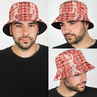 Hawaiian Ohia Lehua Lei Bucket Hat Plaid Palaka Ulaula Pattern LT9 - Polynesian Pride