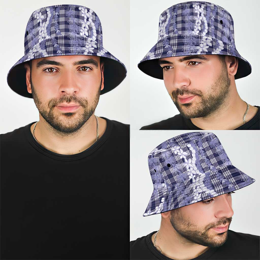 Hawaiian Ohia Lehua Lei Bucket Hat Plaid Palaka Uliuli hohonu Pattern LT9 - Polynesian Pride