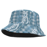 Hawaiian Ohia Lehua Lei Bucket Hat Plaid Palaka Uliuli Omaomao Pattern LT9 One Size Teal - Polynesian Pride