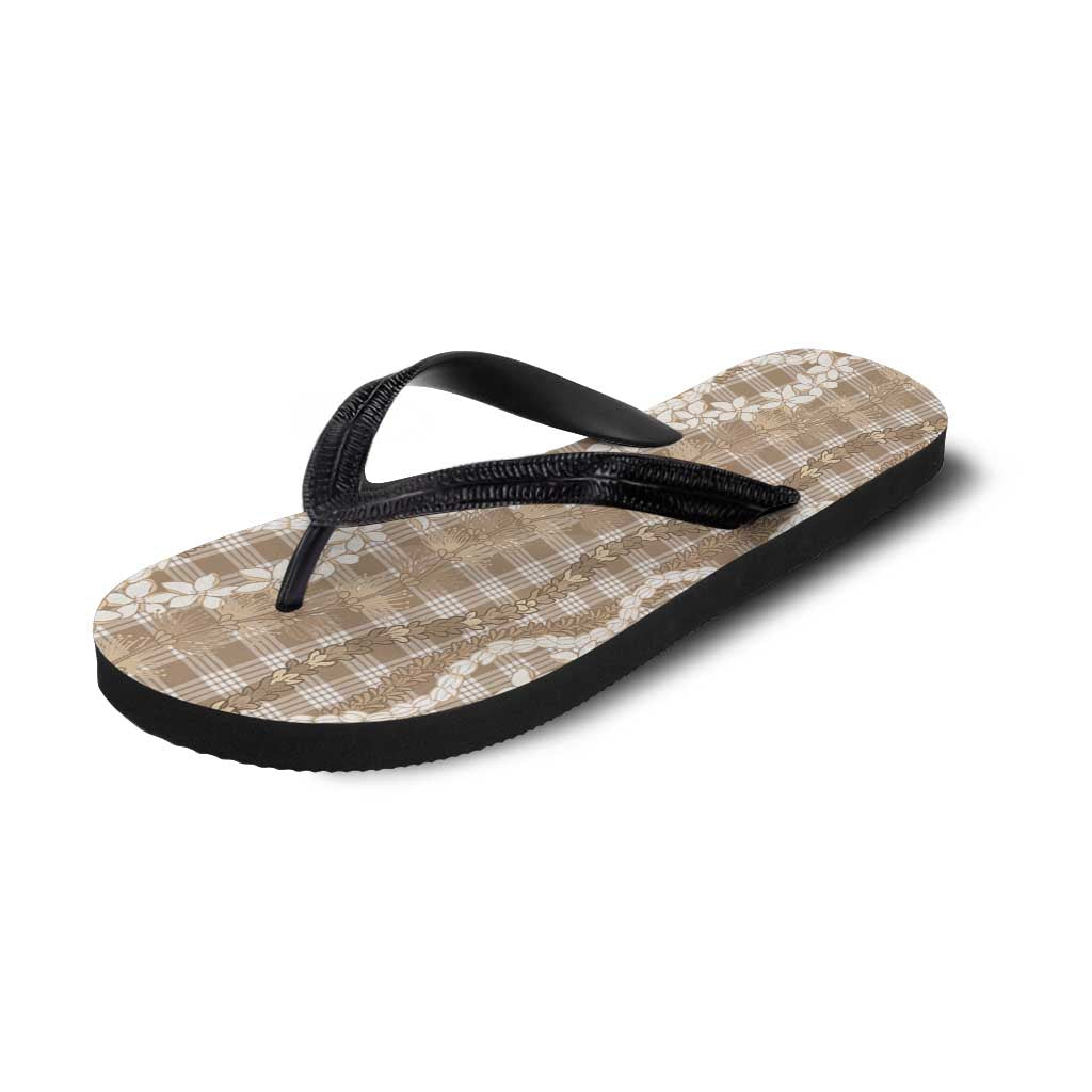 Hawaiian Ohia Lehua Lei Flip Flops Plaid Palaka Kalaihaahaa Pattern LT9 - Polynesian Pride