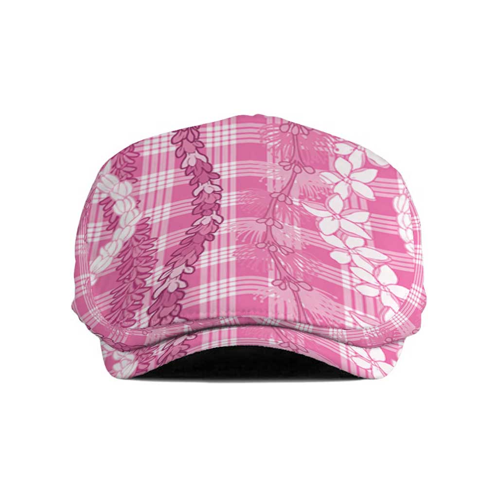 Hawaiian Ohia Lehua Lei Jeff Hat Plaid Palaka Akala Pattern LT9 Pink - Polynesian Pride