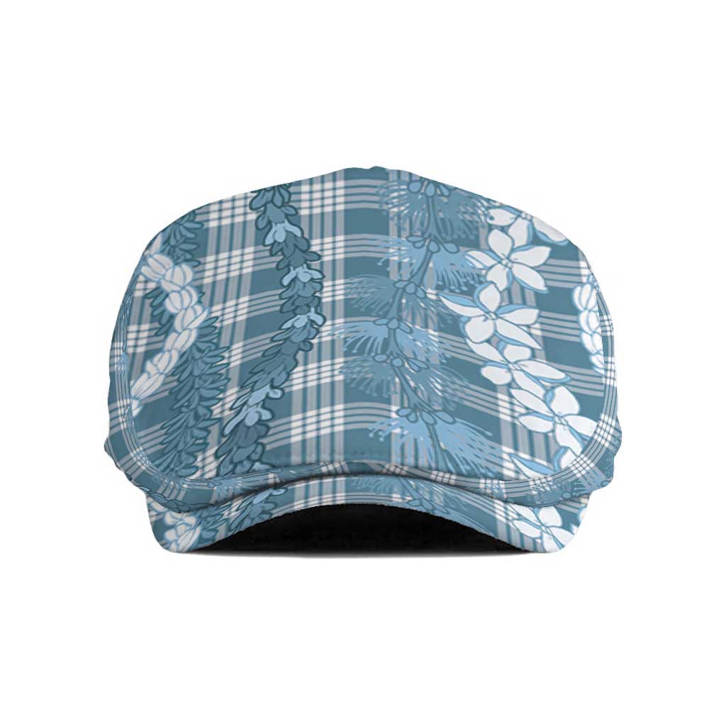Hawaiian Ohia Lehua Lei Jeff Hat Plaid Palaka Uliuli Omaomao Pattern LT9 Teal - Polynesian Pride