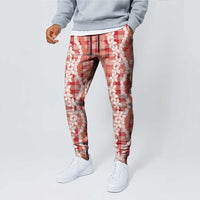 Hawaiian Ohia Lehua Lei Jogger Pants Plaid Palaka Ulaula Pattern LT9 - Polynesian Pride