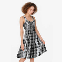 Hawaiian Ohia Lehua Lei Midi Dress Plaid Palaka Eleele Pattern LT9 - Polynesian Pride