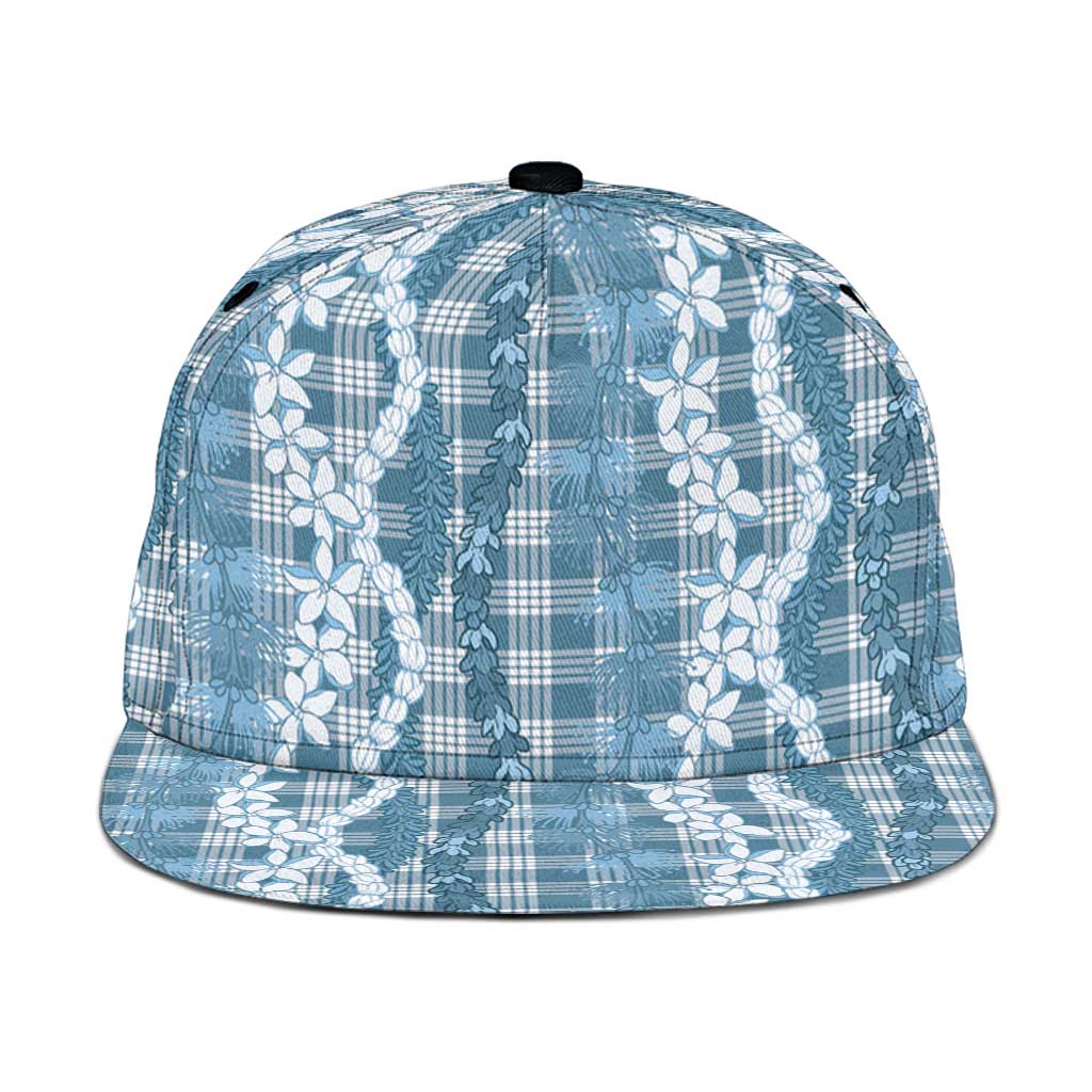 Hawaiian Ohia Lehua Lei Snapback Cap Plaid Palaka Uliuli Omaomao Pattern LT9 One Size Teal - Polynesian Pride