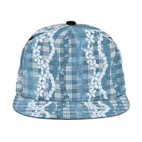 Hawaiian Ohia Lehua Lei Snapback Cap Plaid Palaka Uliuli Omaomao Pattern LT9 One Size Teal - Polynesian Pride