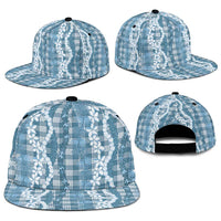 Hawaiian Ohia Lehua Lei Snapback Cap Plaid Palaka Uliuli Omaomao Pattern LT9 - Polynesian Pride