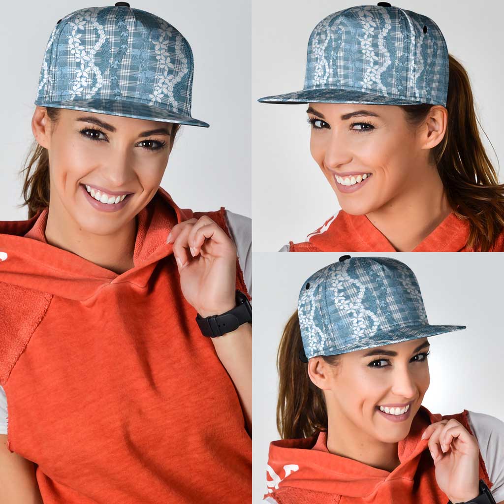 Hawaiian Ohia Lehua Lei Snapback Cap Plaid Palaka Uliuli Omaomao Pattern LT9 - Polynesian Pride