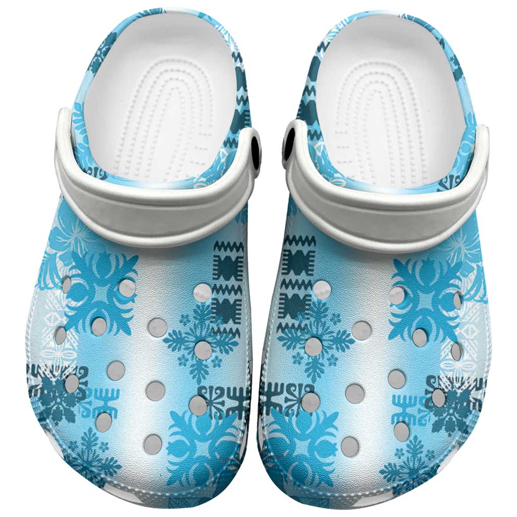 Hawaiian Quilt Clogs Shoes Vintage Pattern Blue LT05 Blue - Polynesian Pride