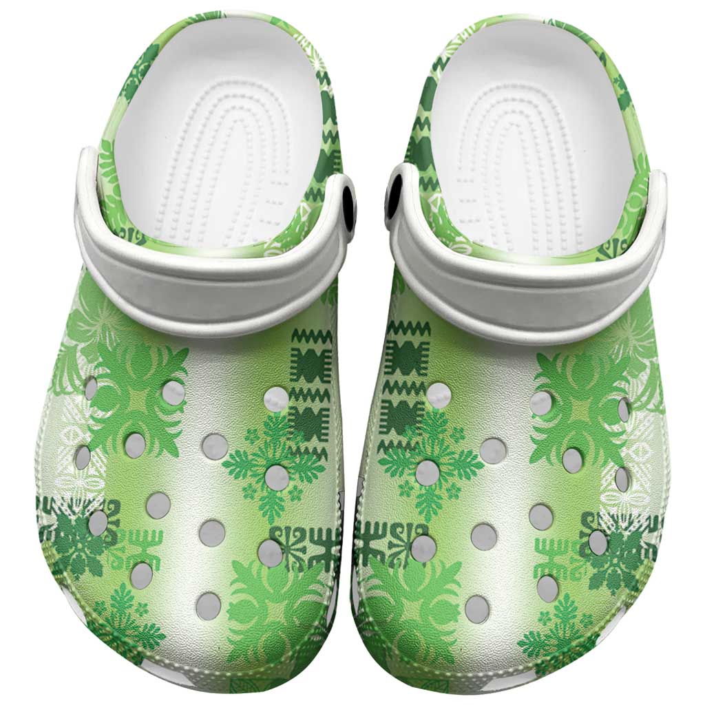 Hawaiian Quilt Clogs Shoes Vintage Pattern Green LT05 Green - Polynesian Pride