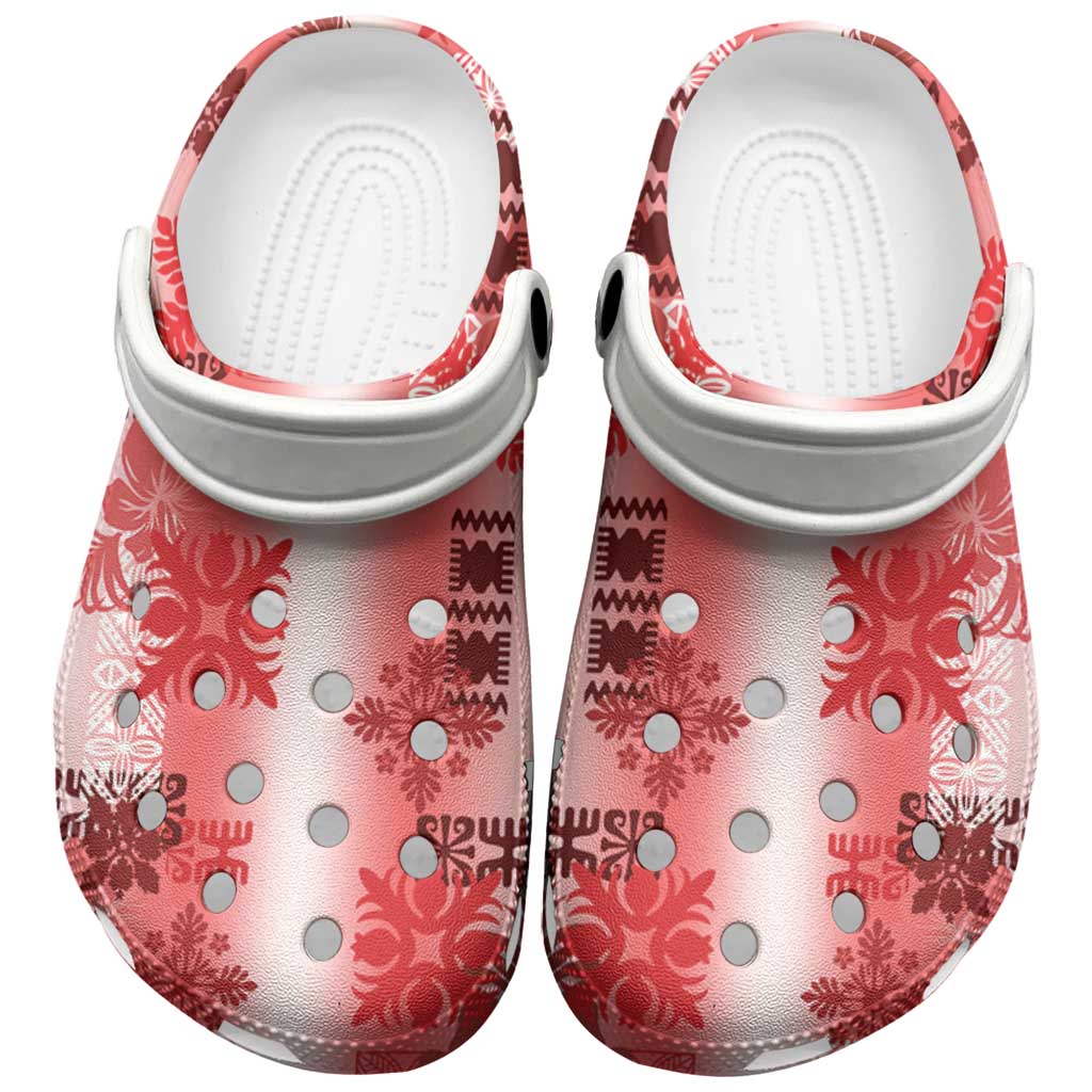 Hawaiian Quilt Clogs Shoes Vintage Pattern Red LT05 Red - Polynesian Pride