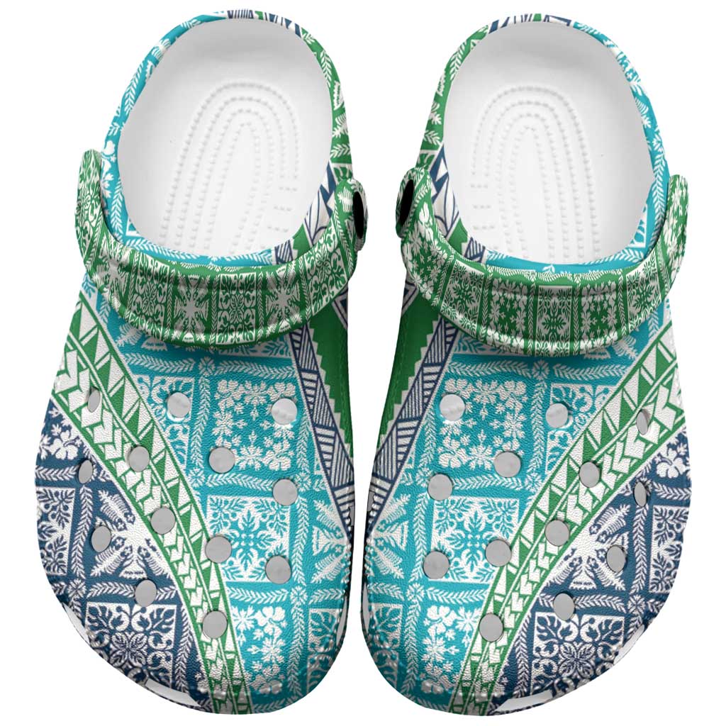 Hawaiian Quilt Pattern Clogs Shoes Fresh Color Mixed LT01 Green - Polynesian Pride