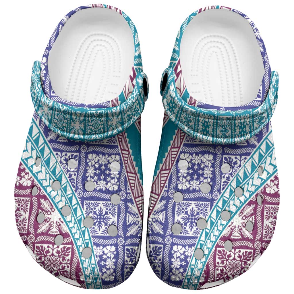 Hawaiian Quilt Pattern Clogs Shoes Purple Blue Color Mixed LT01 Purple - Polynesian Pride