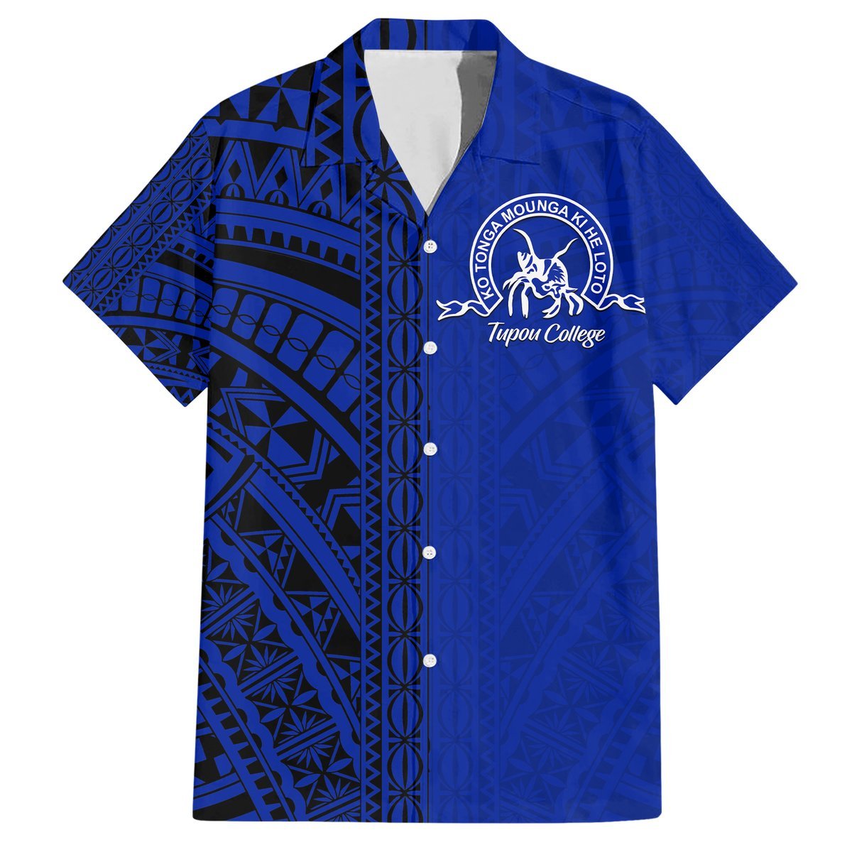 Tupou College Hawaiian Shirt Half Version Black - Polynesian Pride