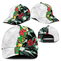 Hawaiian Tropical Flowers and Leaves Classic Cap Leopard Pattern Half White Black Version LT03 - Polynesian Pride