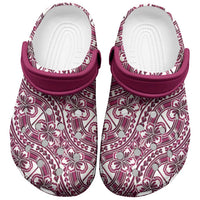 Hibiscus Bloom Island Tribal Waves Clogs Shoes Pink Polynesian Pattern