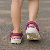 Hibiscus Bloom Island Tribal Waves Clogs Shoes Pink Polynesian Pattern