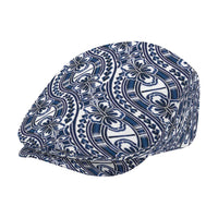 Hibiscus Bloom Island Tribal Waves Jeff Hat Blue Polynesian Pattern