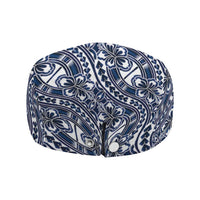 Hibiscus Bloom Island Tribal Waves Jeff Hat Blue Polynesian Pattern