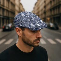 Hibiscus Bloom Island Tribal Waves Jeff Hat Blue Polynesian Pattern
