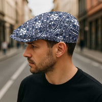 Hibiscus Bloom Island Tribal Waves Jeff Hat Blue Polynesian Pattern